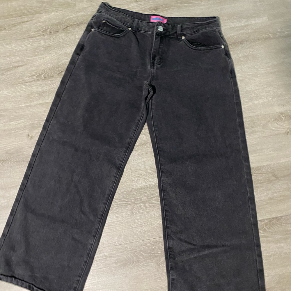 Edikted Charcoal Wide Leg Jeans